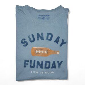 Life is Good T-Shirt Sunday Funday Football Graphic Tee Men Size 2XL EUC